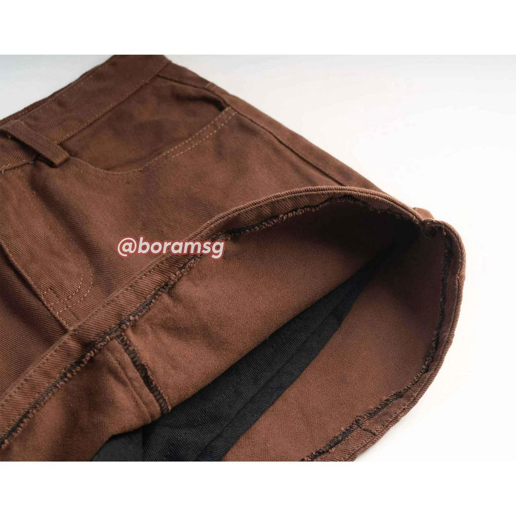 Chân váy kaki nâu ngắn, chân váy chữ a tôn dáng BORAM SG