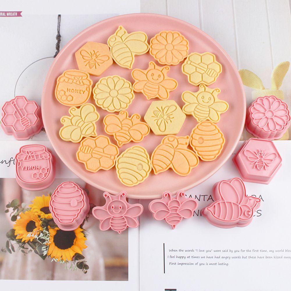 Set 8 Khuôn Nhấn Làm Bánh Quy Hình Mật Ong 3D Trang Trí Nhà Cửa