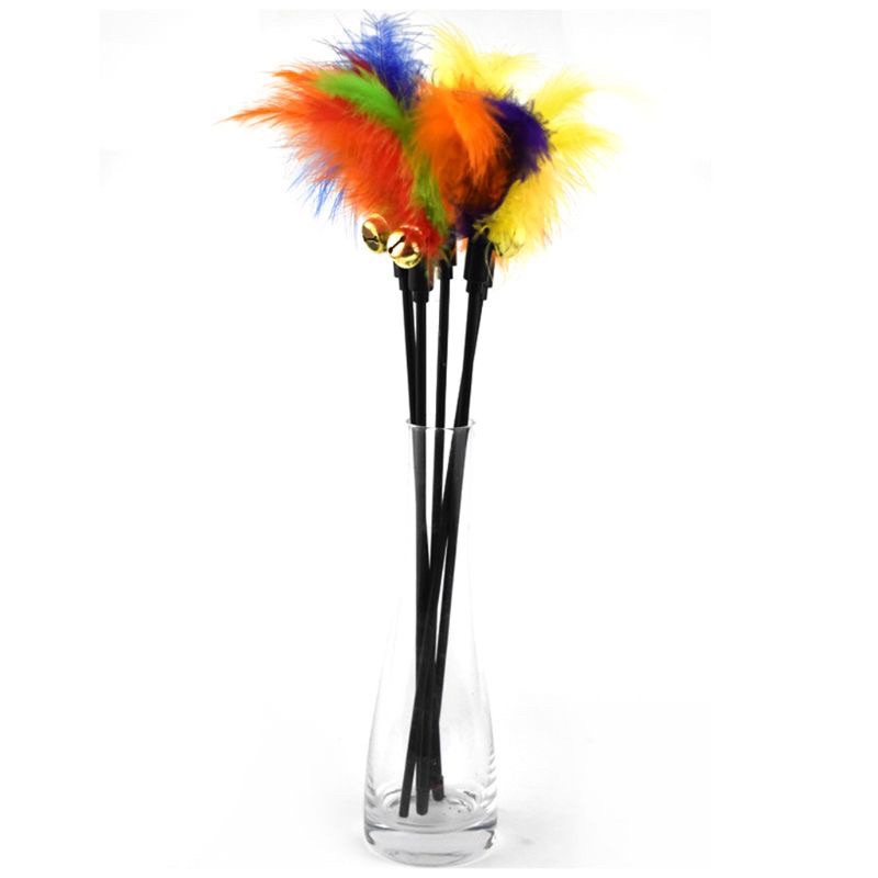 Gậy đồ chơi cần câu mèo gắn lông vũ kèm chuông nhiều màu vui nhộn dành cho chó mèo cưng - Đảo chó mèo Official