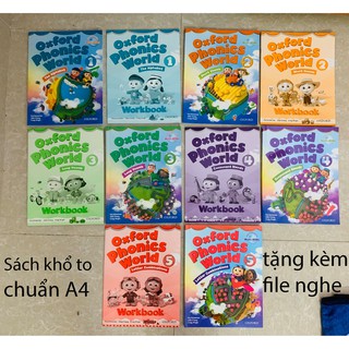 Bộ Oxford Phonics world khổ to A4 level 1-5 cho bé