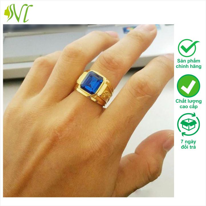Nhẫn nam đính đá chạm rồng ngầu Người Đẹp Vì Lụa không đen không gỉ xài nước tốt