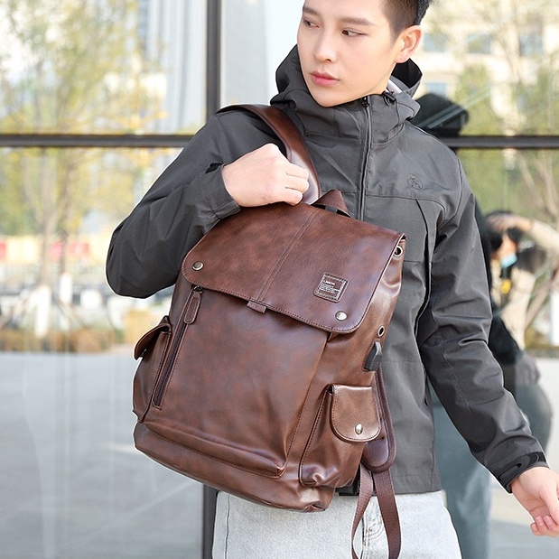 Balo nam thời trang da lv PUKA cặp da nam cao cấp phong cách đeo vai trẻ trung unisex