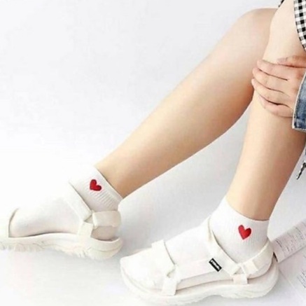 Tất trái tim vải cotton, tất trắng trơn đẹp nam nữ co giãn 4 chiều, thâm hút mồ hôi, mịn chân Talabishop