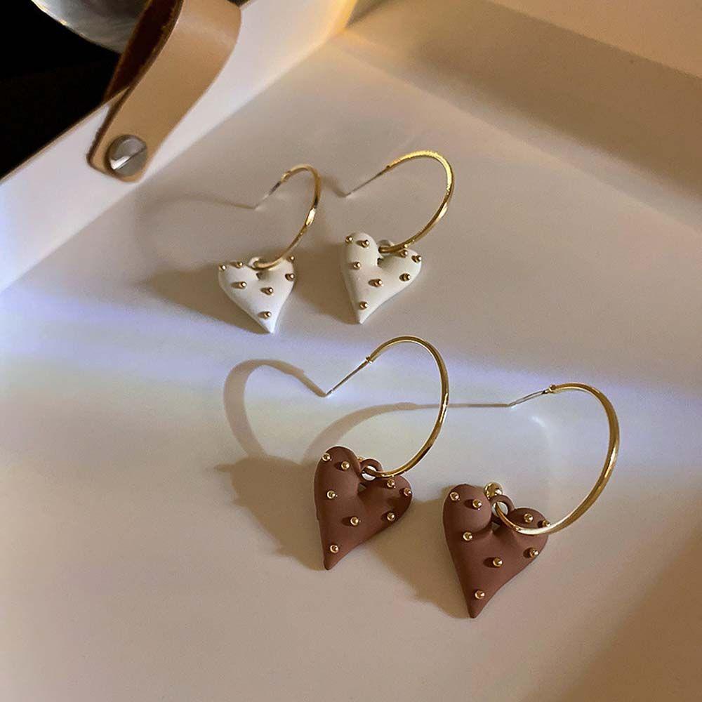Khuyên Tai Thả Tim VANES1 Kiểu Pháp|Khuyên Tai Kim Loại Hình Trái Tim Nhiều Màu Sắc Thời Trang Cho Nữ