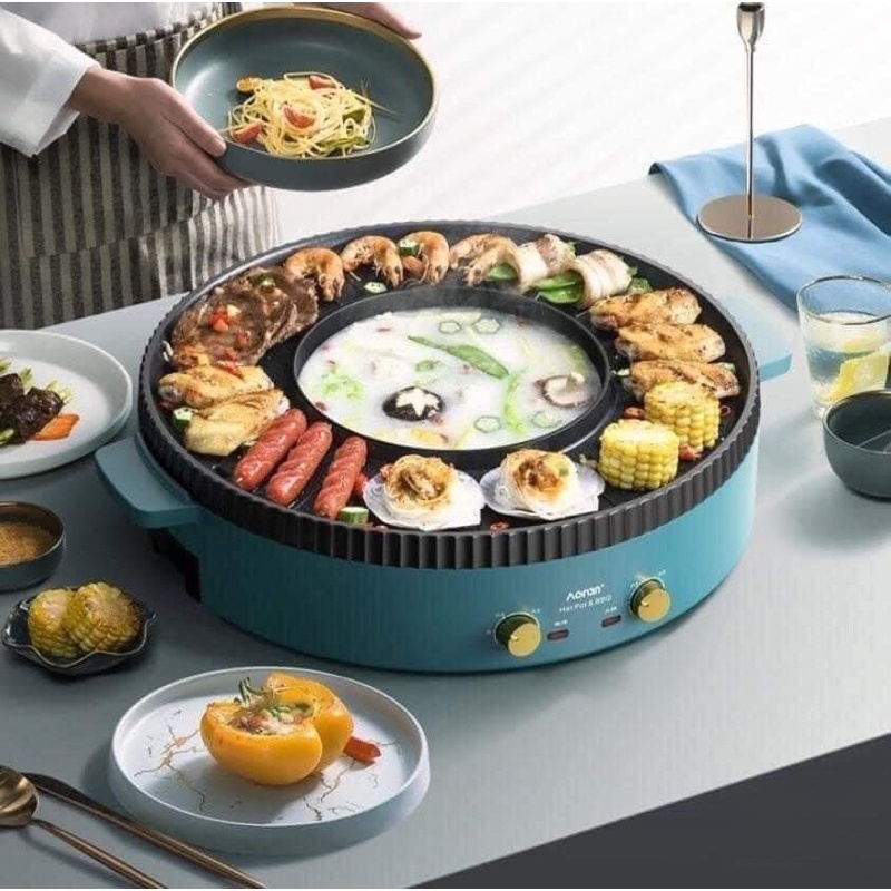 Chảo lẩu nướng 2in1 bàn tròn đa năng 898