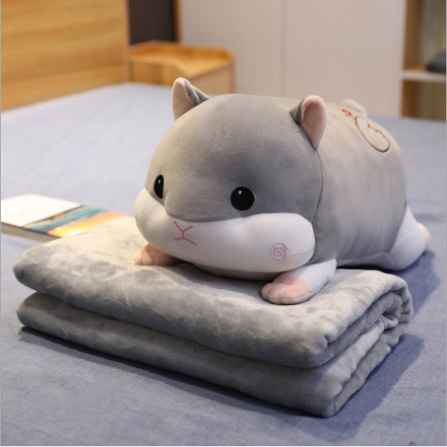 Bộ chăn gối văn phòng chuột Hamster, gấu bông, gối ôm,kèm chăn chất liệu co gian 4 chiều siêu hot hit