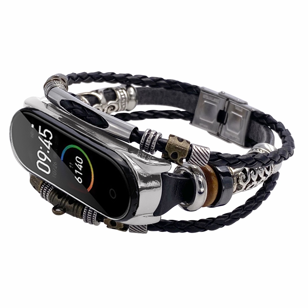 Dây đeo bằng da bện cho đồng hồ thông minh Mi Band 6/5/4/3