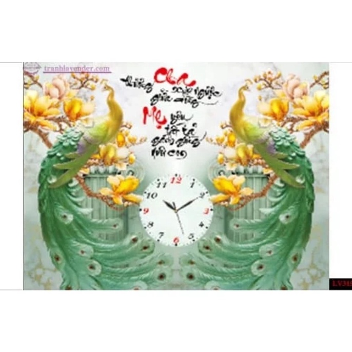 Tranh thêu chữ thập, tranh đá cha mẹ LV3157, LV157, VS064