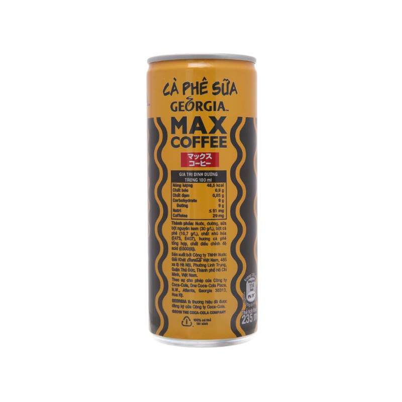 5 lon cà phê sữa Georgia Max Coffee 235ml