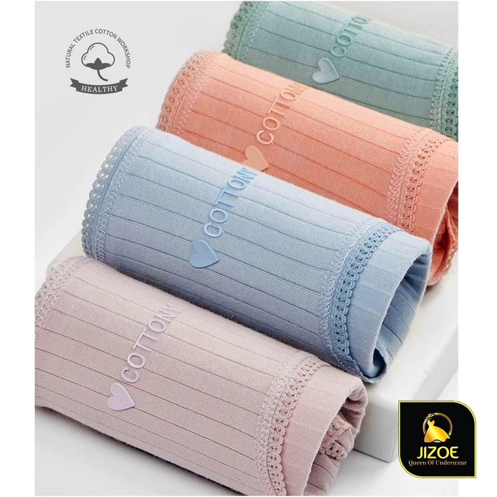Quần lót nữ 100% cotton ren eo gợi cảm xuất Nhật giá rẻ QLT13