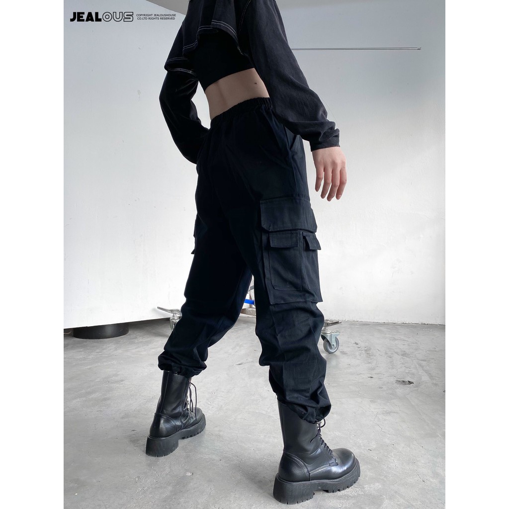 Quần jogger nữ, quần vải kaki 6 nắp túi hộp 5524
