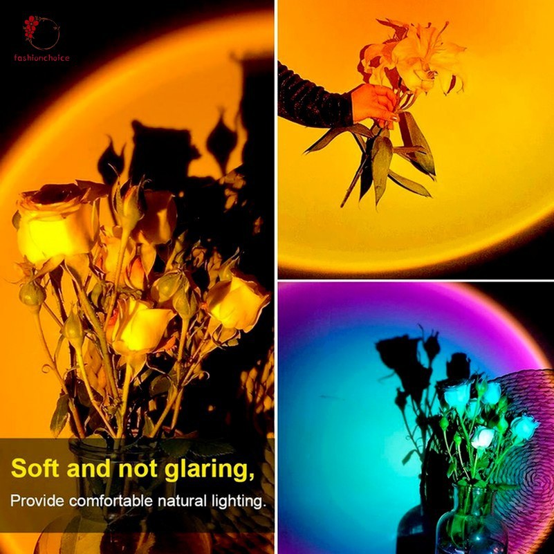 đèn sunset rose cầu vồng Tiktok Đèn chiếu cảnh hoàng hôn, mặt trời, cầu vồng trang trí phòng ngủ led neon projector Đèn hoàng hôn