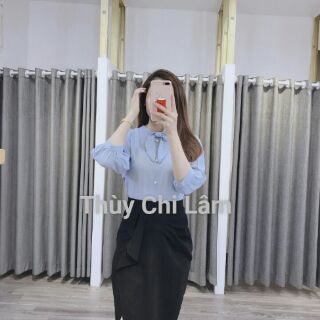 Áo sơ mi nơ cổ cách điệu