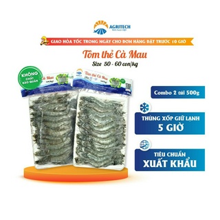 1Kg Tôm thẻ Cà Mau Agritech size 50-60 con/kg (2 gói 500g)
