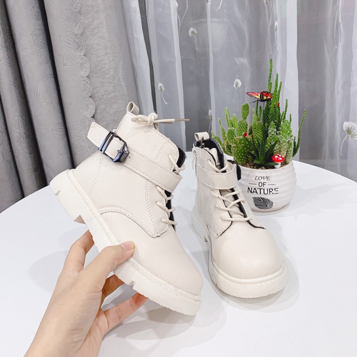 Giày Boot Trẻ Em - Giày Thể Thao Cổ Cao - Boot Da Cổ Cao Dây Đai Cho Trẻ Em Size 27 - 37