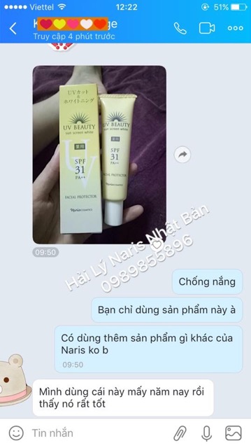 Kem chống nắng làm trắng da Naris UV Beauty Sun Screen White Facial Protector SPF31 PA++