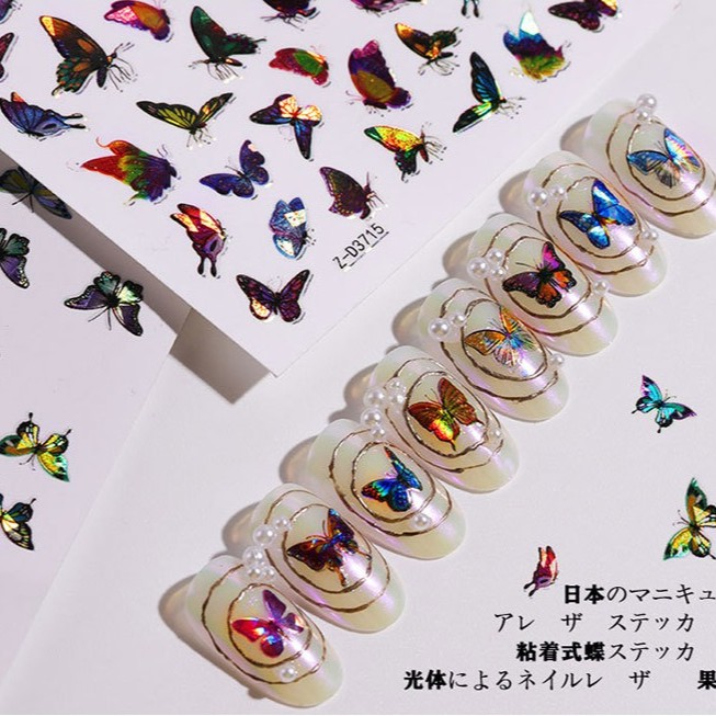 Sticker nails - hình dán móng 3D bướm hologram
