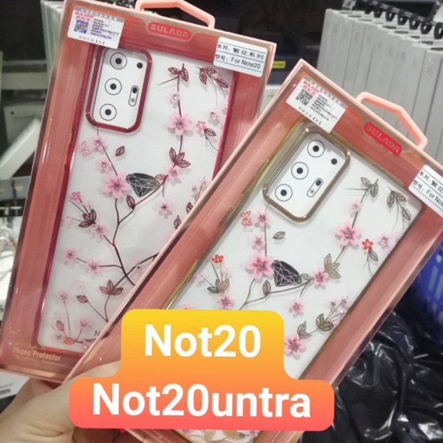 Ốp lưng Sulada hoa đính đá viền màu cho Samsung Note 20/ Note 20 Ultra siêu sang trọng