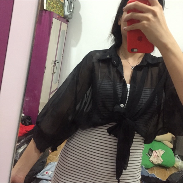 Áo khoác voan mỏng sơ mi (có hình ảnh thật)