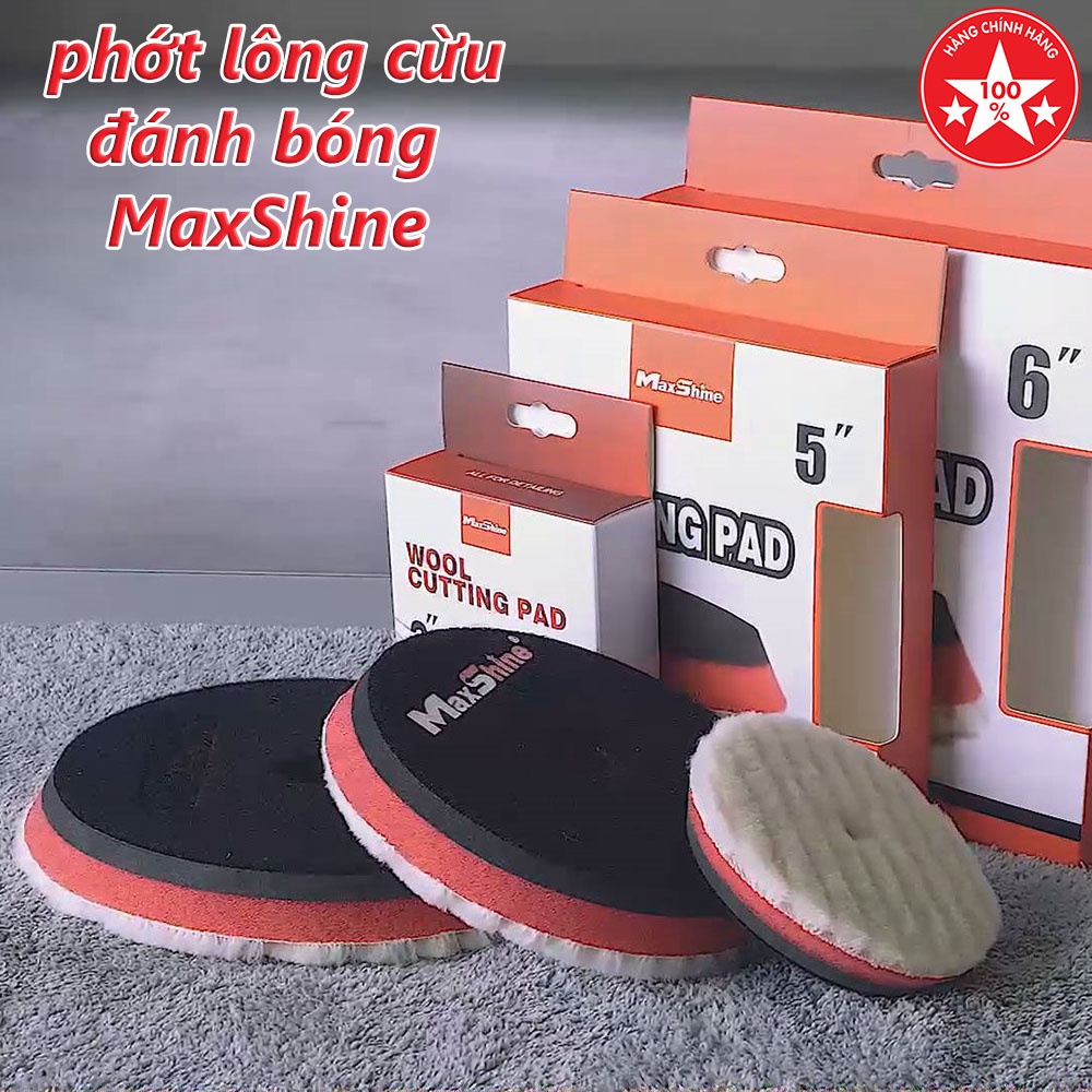 Phớt đánh bóng lông cừu MaxShine Wool Cutting Pad 3/5/6 inch đế đệm xốp