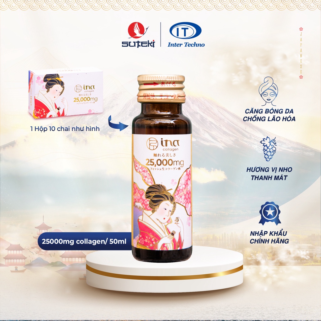 [CHÍNH HÃNG] INA Collagen - Collagen Inter Techno Phiên Bản Mới - 25000mg Collagen Peptide, Elastin,