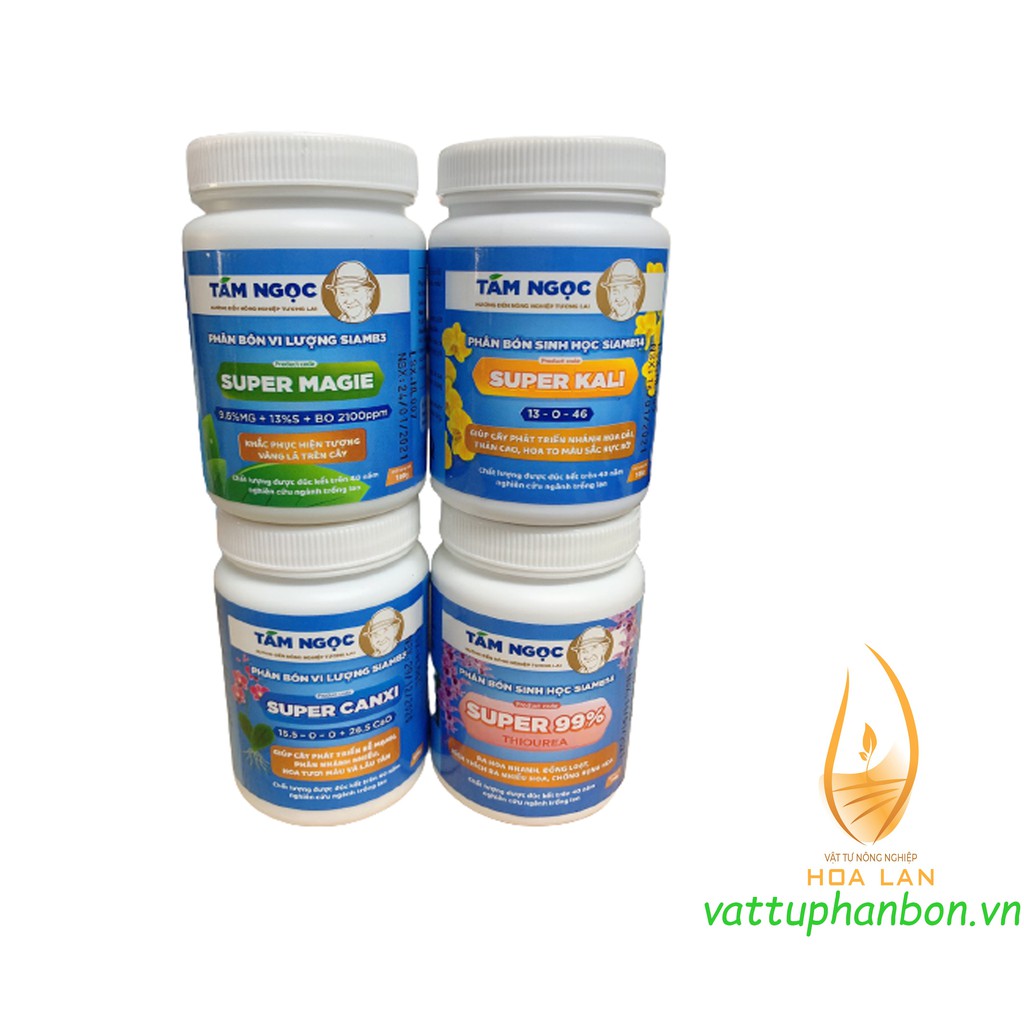 Phân Bón Bộ Tứ Super Thầy Tám Ngọc Super Kali - Super Canxi - Super Magie & Super 99 - #438A# 100g/4hũ