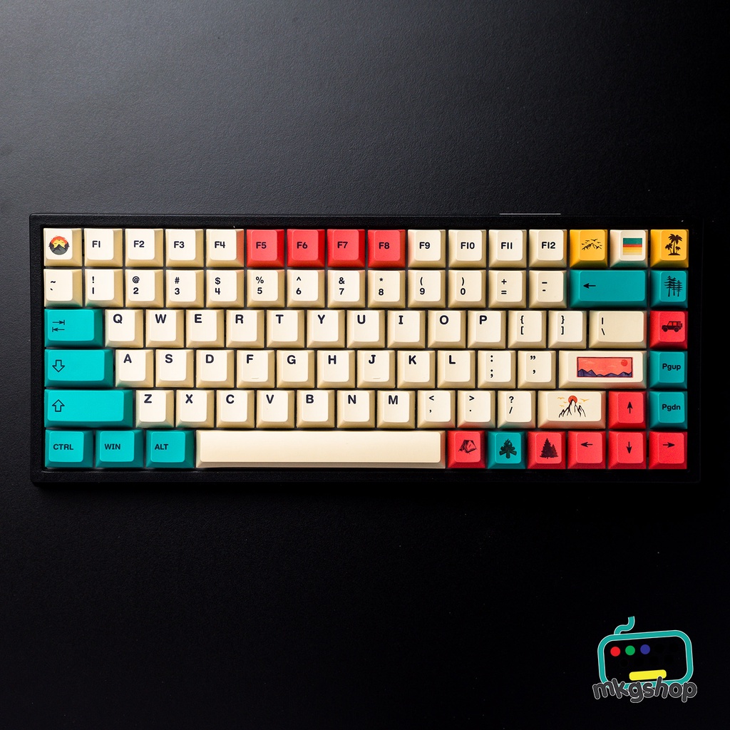 Keycap 80s Wild Life PBT 136 nút bàn phím cơ in nhiệt màu đẹp, cherry profile