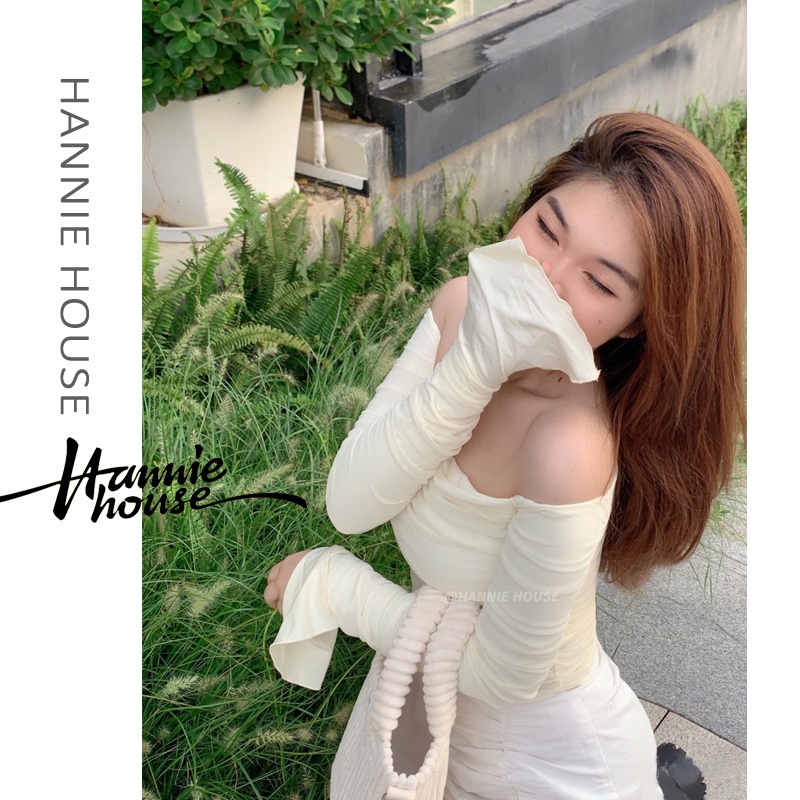 Áo thun trễ vai tay loe phối lưới quyến rũ thời trang cho nữ