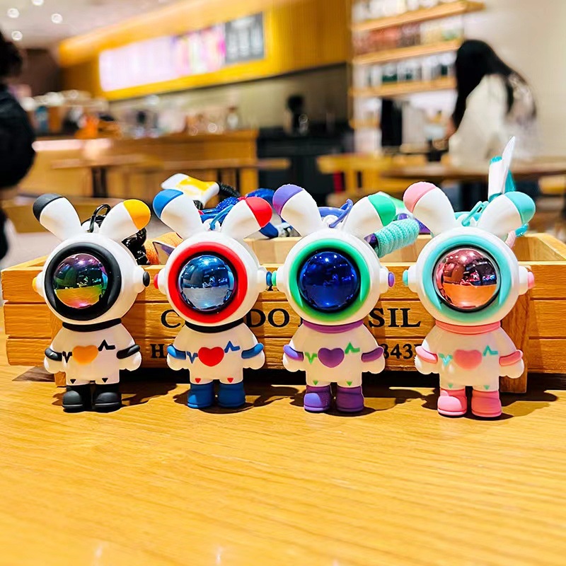 1 Móc Khóa Hình Thỏ Phi Hành Gia Hoạt Hình Đáng Yêu