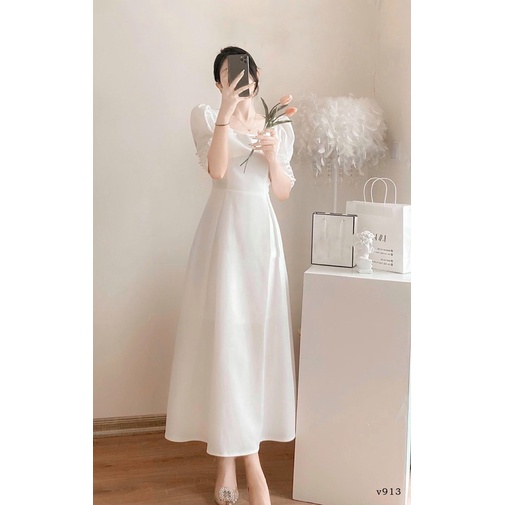 Đầm maxi dự tiệc cổ vuông