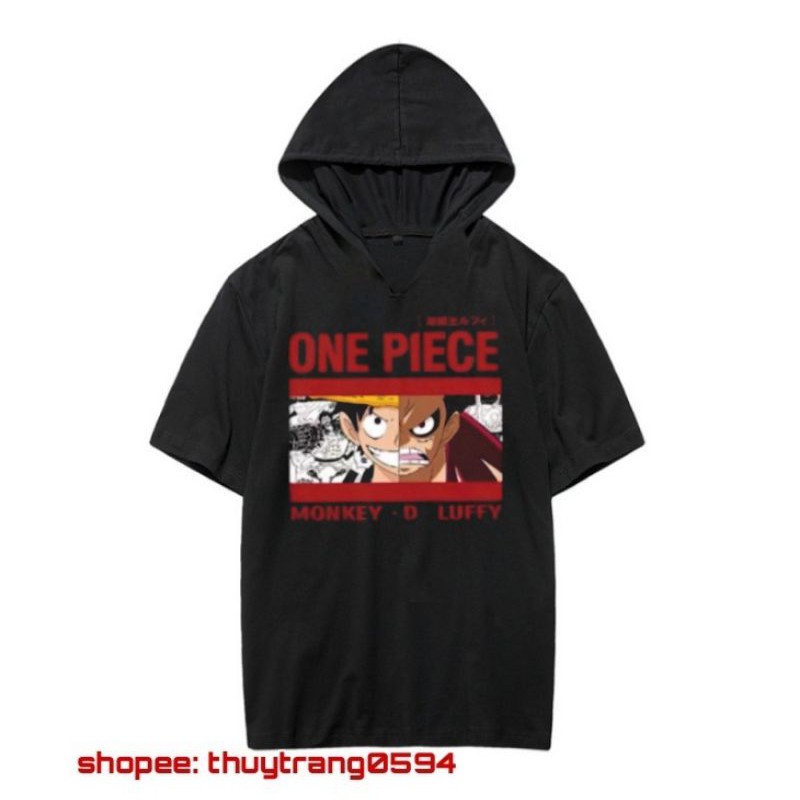 Áo Hoodie Tay Lửng One Piece - Đảo Hải Tặc, Áo Thun Monkey D.Luffy