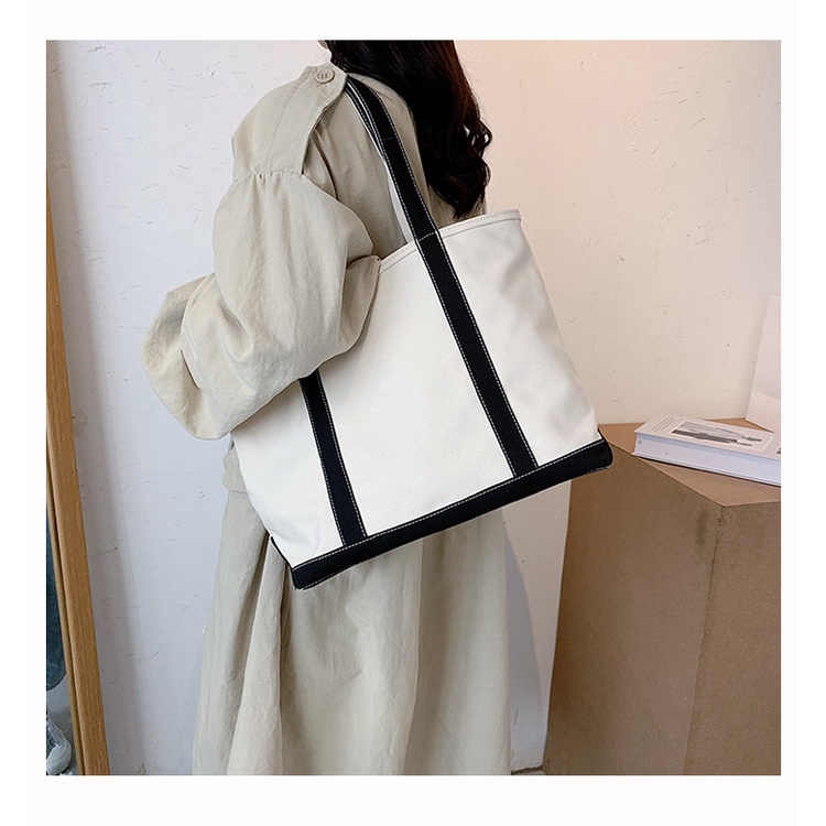 Túi tote vải canvas, Túi Vải Canvas Có Khóa Kéo, Vải Dày, Đựng Vừa Laptop, A4, Tài Liệu, Mã CL-021