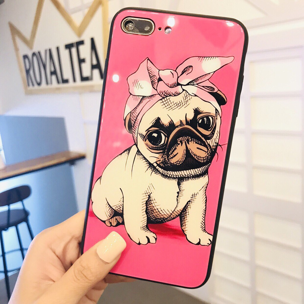 Ốp lưng iphone - Ốp kính CÚN PUG dành cho iphone 6 đến 14promax - k245