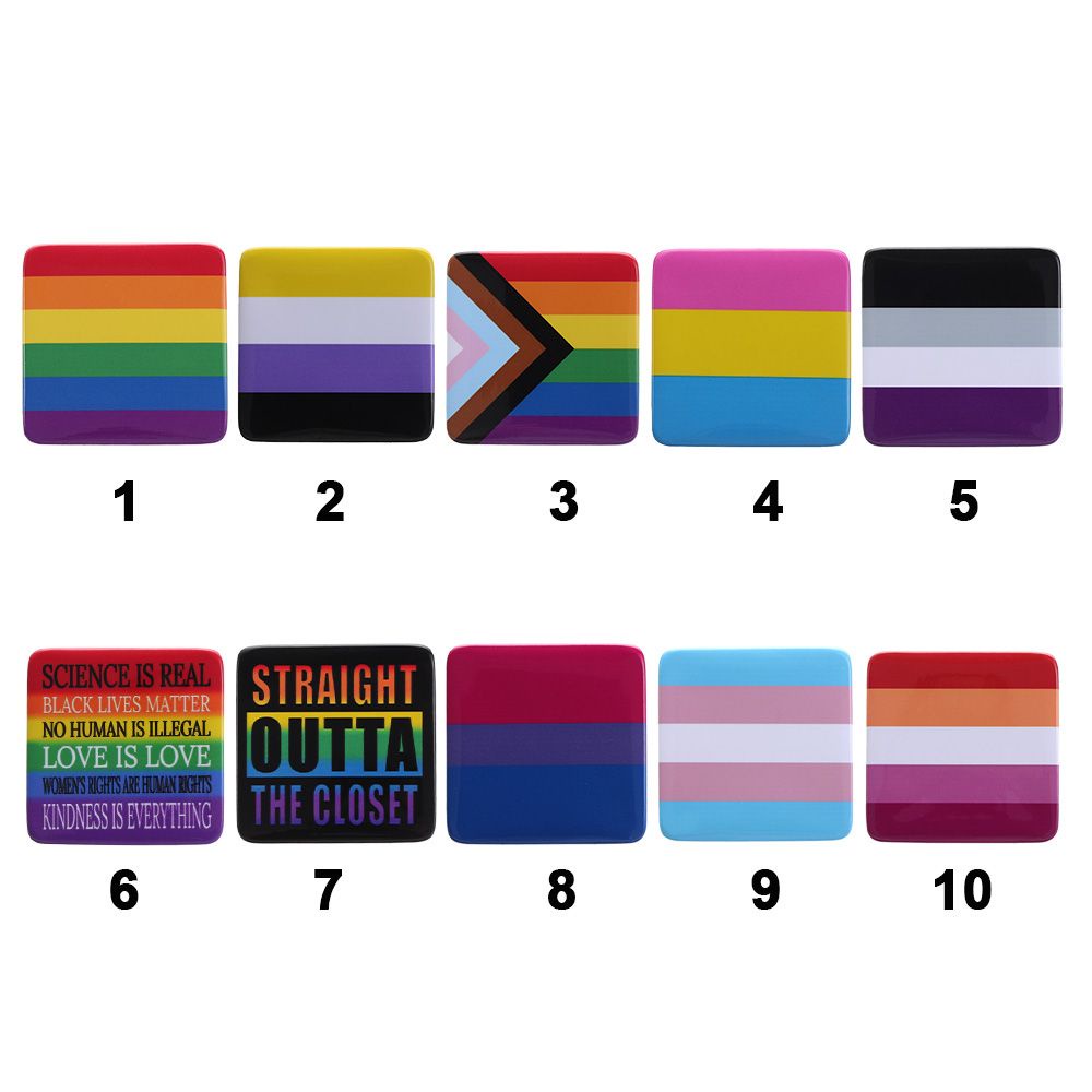 Huy hiệu cài áo hình vuông in họa tiết cờ biểu tượng LGBT thời trang cho nam và nữ