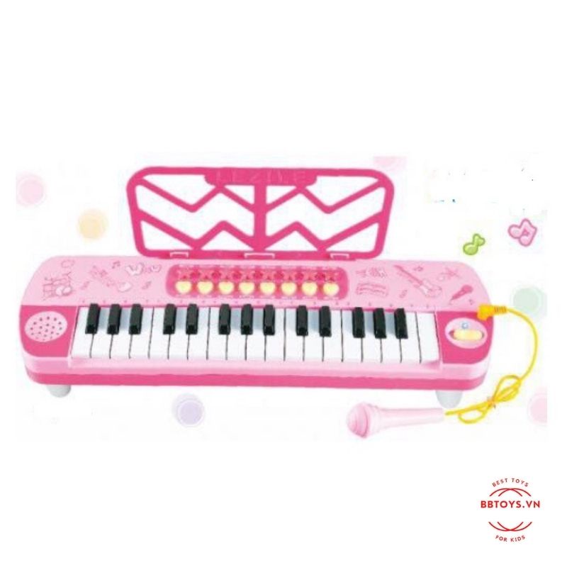 Đàn piano cho bé kèm mic đồ chơi có nhạc (tặng kèm 3 pin AA)  (BBTOYS: 47)