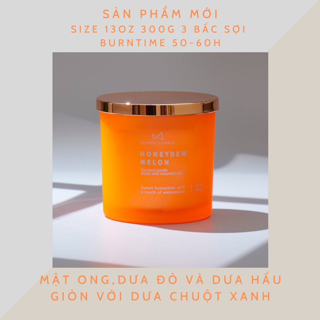 Nến thơm BLOOD ORANGE PATCHOULI cao cấp không khói an toàn, sáp cọ size 13oz 3 bấc 300gram