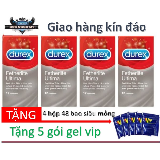 [COMBO] 4 hộp Bao cao su Durex Fetherlite Utima Siêu Mỏng 48 bao