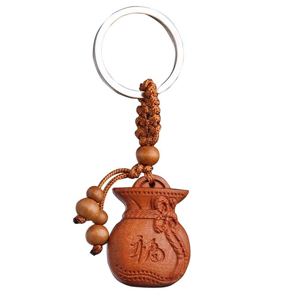 Móc Chìa Khóa Bằng Gỗ Khắc Hình Phật May Mắn