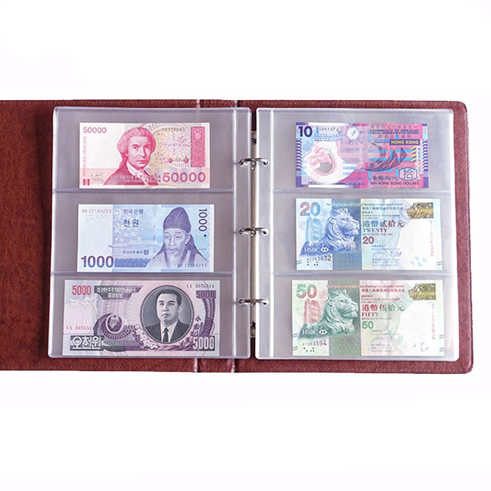 Trang album sưu tầm tiền giấy gồm 3 ngăn bằng nhựa PVC 180x80mm tiện dụng