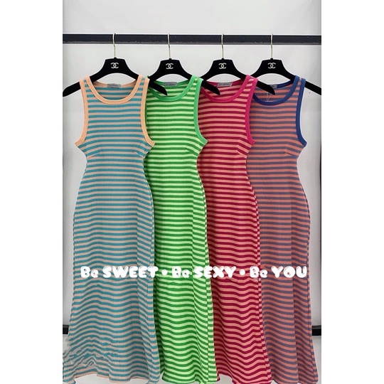 Đầm body fom dài sang chảnh,thun gân sọc cực xịn.