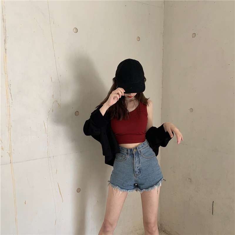 Áo ba lỗ croptop chất thun tăm cổ tròn sâu co dãn nhiều màu CRA035