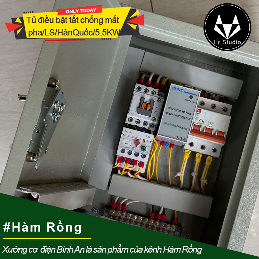 Tủ 5.5KW điều khiển bảo vệ động cơ 3 pha, chống mất pha, ngắn mạch và đảo pha thiết bị LS Hàn Quốc