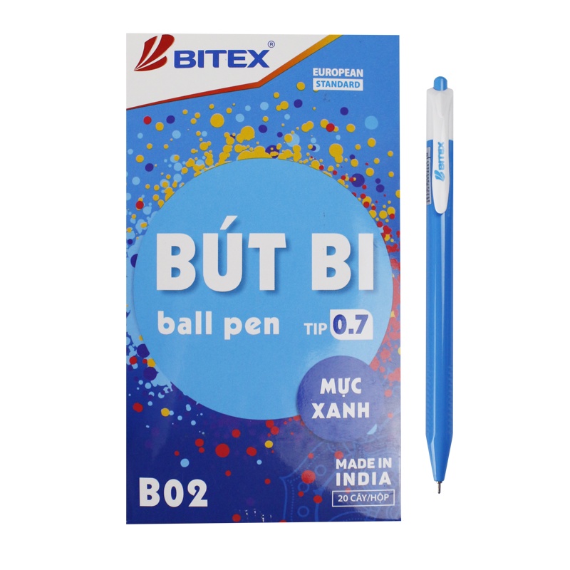 [MẪU MỚI 2022] Bút Bi Bitex B02 Tip 0.7mm (Mực Xanh)