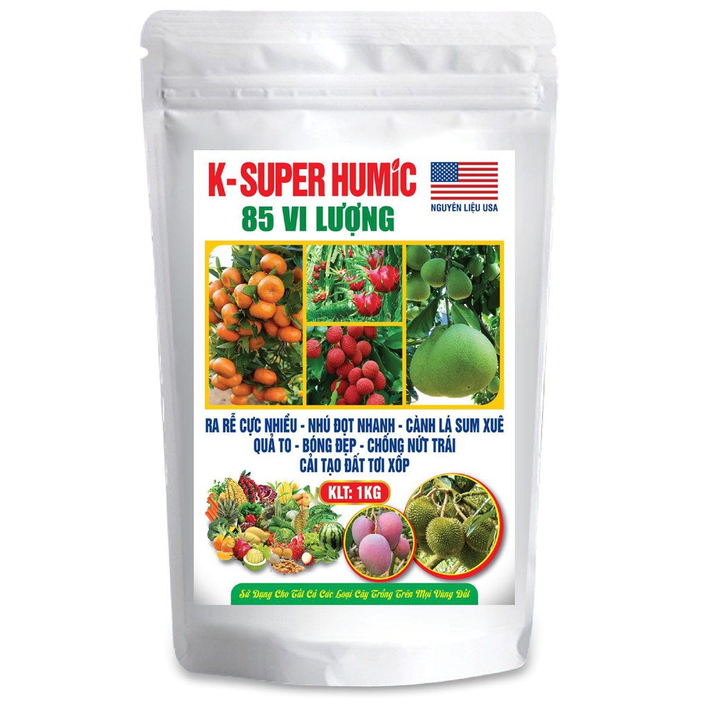 Phân bón hữu cơ : K-Super Humic 85 vi lượng (1kg)