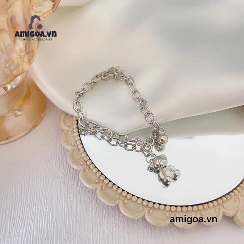 ✨✨Vòng Tay Kim Loại Mặt Hình Chú Gấu Dễ Thương Dành Cho Nữ