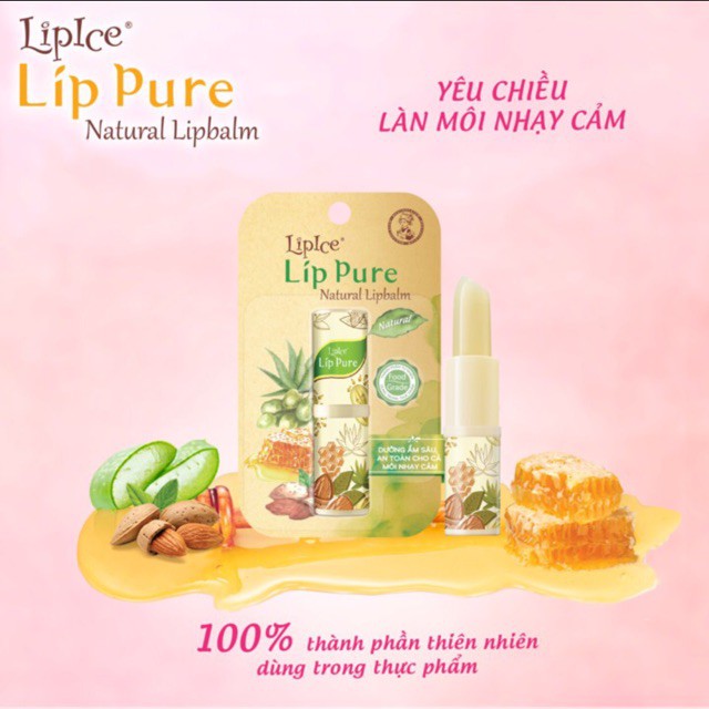 (new) Son dưỡng sáp ong lip pure không màu
