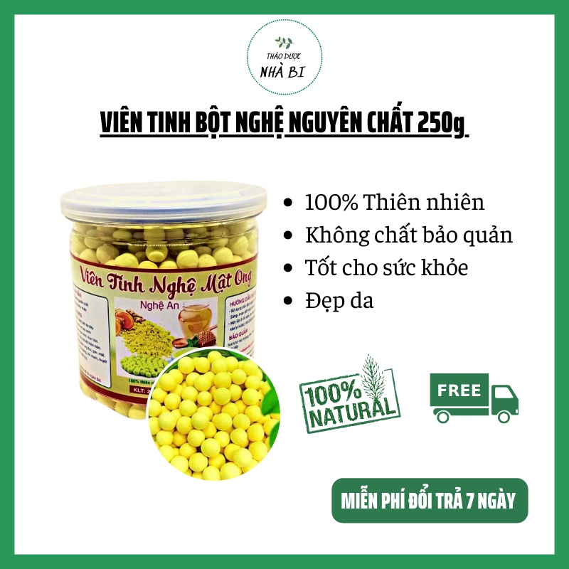Viên tinh bột nghệ mật ong rừng 250g làm từ củ nghệ tươi nguyên chất, tinh bột nghệ tốt cho sức khỏe - Thảo dược nhà Bi