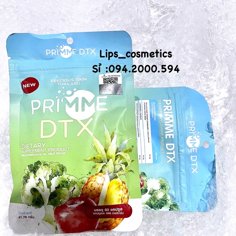 Giảm cân thải độc Primme Detox rau củ quả Thái Lan - Viên uống khử mỡ rau xanh 60 viên