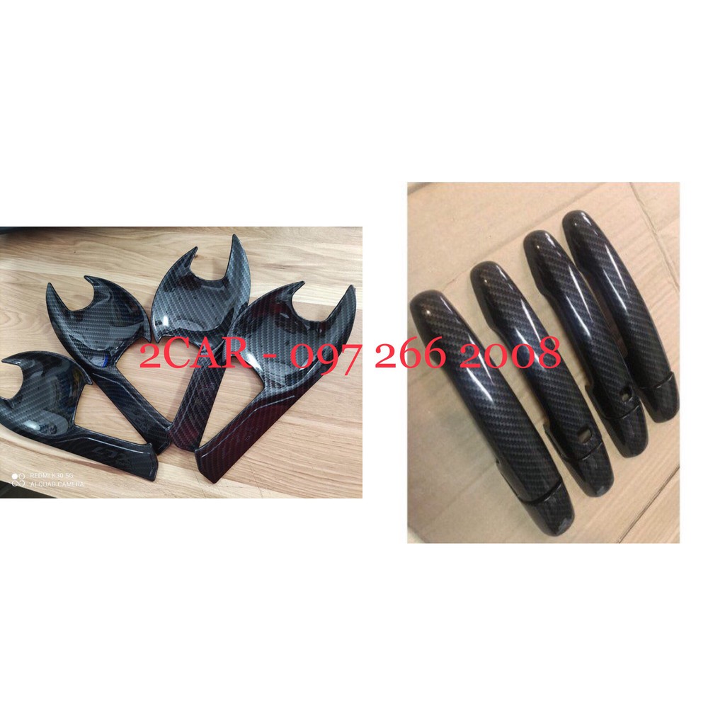 Ốp Tay nắm, Hõm Cửa, Nắp xăng cacbon Xe Suzuki XL7 2020- 2021- 2022 Vân Carbon hàng đẹp