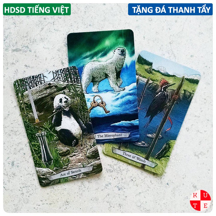 Bộ Bài Animal Totem Tarot 78 Lá Bài Tặng Kèm Đá Thanh Tẩy Và Hướng Dẫn Tiếng Việt E55